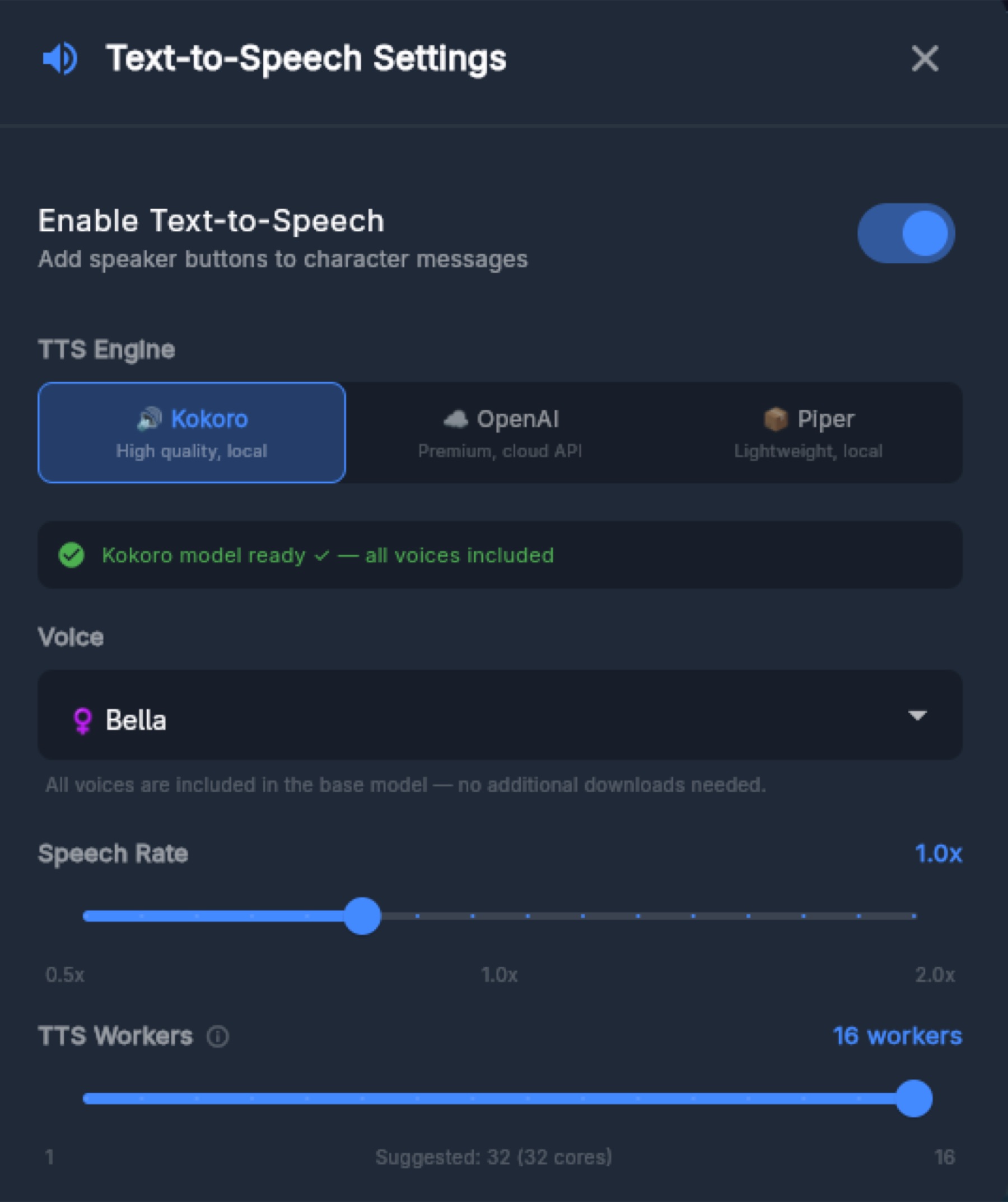 Voice settings